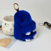 Load image into Gallery viewer, Jisensp Cute Fluffy Bunny Keychain Genuine Rabbit Fur Key Chains for Women Bag Toys Doll Pompom Keyring Christmas Gift bijoux