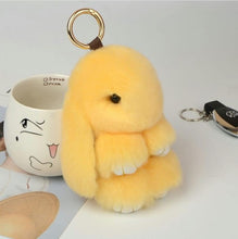 Load image into Gallery viewer, Jisensp Cute Fluffy Bunny Keychain Genuine Rabbit Fur Key Chains for Women Bag Toys Doll Pompom Keyring Christmas Gift bijoux