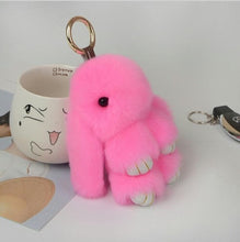 Load image into Gallery viewer, Jisensp Cute Fluffy Bunny Keychain Genuine Rabbit Fur Key Chains for Women Bag Toys Doll Pompom Keyring Christmas Gift bijoux