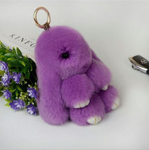 Load image into Gallery viewer, Jisensp Cute Fluffy Bunny Keychain Genuine Rabbit Fur Key Chains for Women Bag Toys Doll Pompom Keyring Christmas Gift bijoux