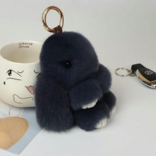 Load image into Gallery viewer, Jisensp Cute Fluffy Bunny Keychain Genuine Rabbit Fur Key Chains for Women Bag Toys Doll Pompom Keyring Christmas Gift bijoux