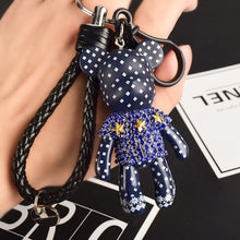 Load image into Gallery viewer, Handmade DIY Craft Rhinestone Cartoon Bomgom Bear Keychain Leather Rope Tassel Key Chain Gloomy Bag Charm Pendant Gift