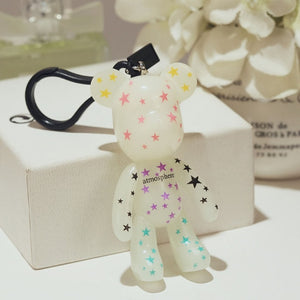 Handmade DIY Craft Rhinestone Cartoon Bomgom Bear Keychain Leather Rope Tassel Key Chain Gloomy Bag Charm Pendant Gift